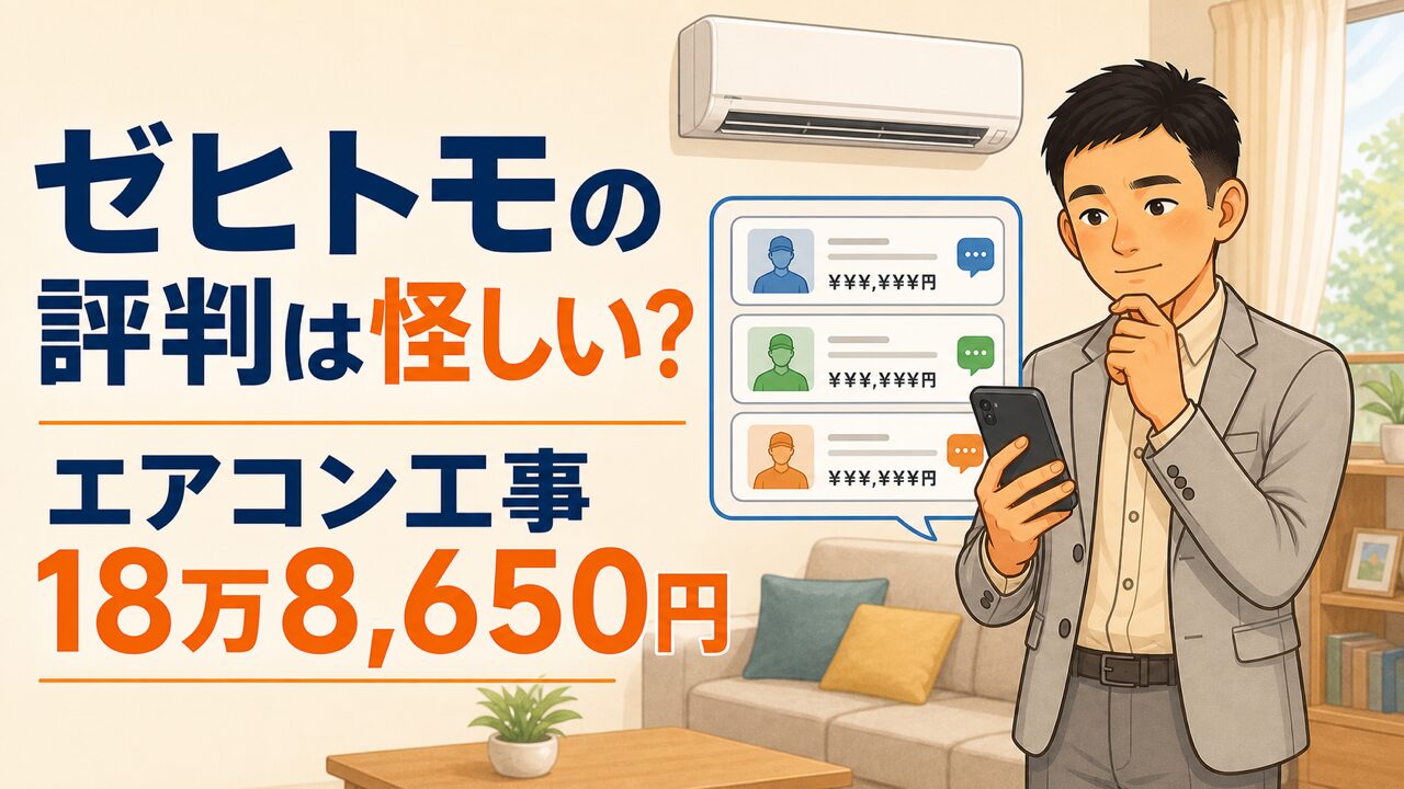 ゼヒトモの評判を確認し、エアコン工事2台を18万8,650円で依頼した実体験